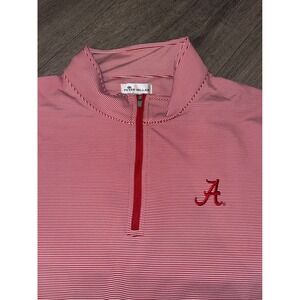 Peter Millar Alabama Crimson Tide Mens XXL Red White  Quarter Zip Pullover